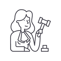 Attorney icon, linear isolated illustration, thin line vector, web design sign, outline concept symbol with editable stroke on white background.