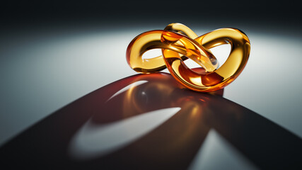 golden glass knot with light reflections
