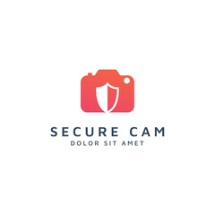 camera and shield negative space logo design
