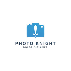 camera and sword negative space logo design