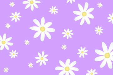 Fototapeta na wymiar Vector pattern illusration white daisy flowers on a purple background. EPS10.