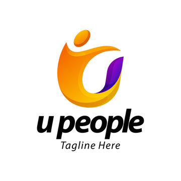 letter u people gradient logo design