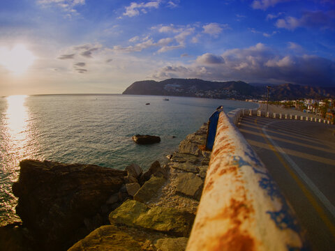 La Herradura town beach at sunset Granada Spain fantasy