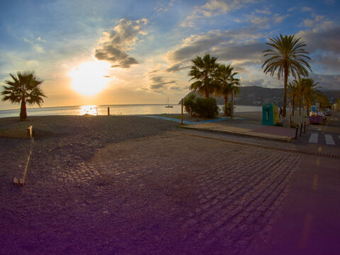 La Herradura town beach at sunset Granada Spain fantasy