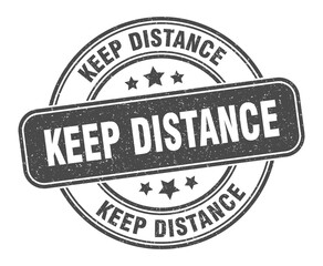 keep distance stamp. keep distance label. round grunge sign