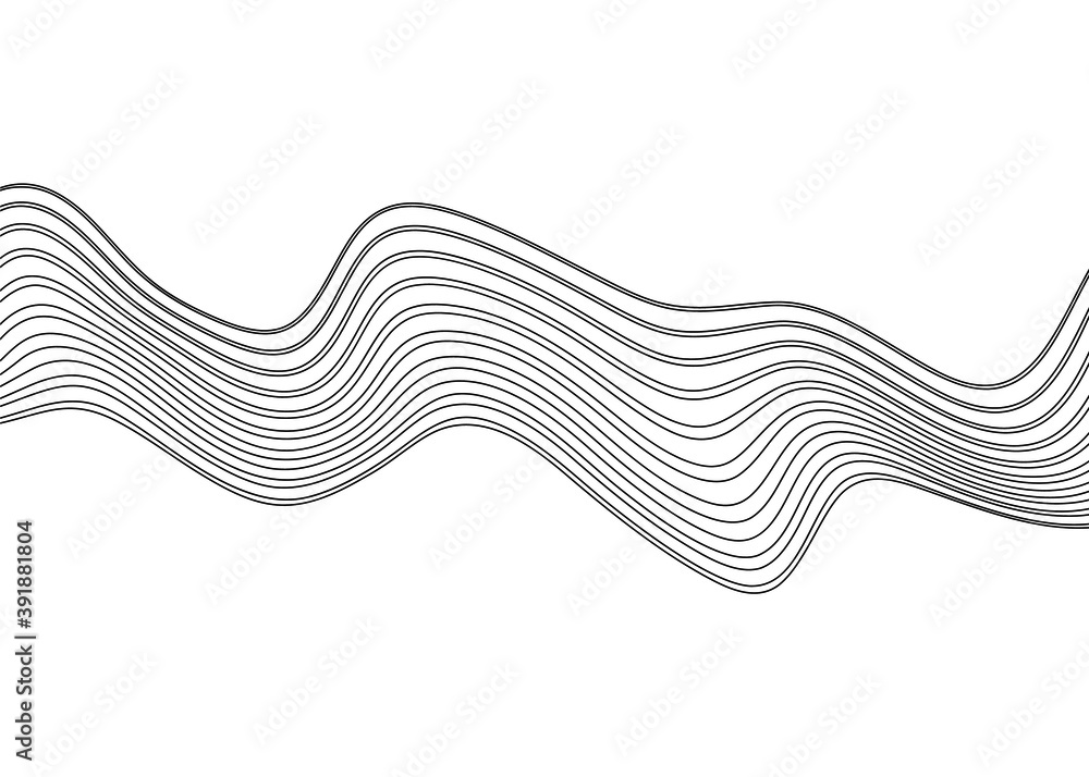 Poster abstract pattern of thin wavy black lines on a white background. vector background