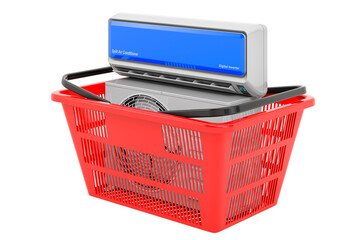 Shopping basket with air conditioner system, 3D rendering