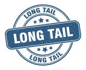 long tail stamp. long tail label. round grunge sign