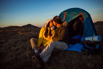 Couple on camping at mountain