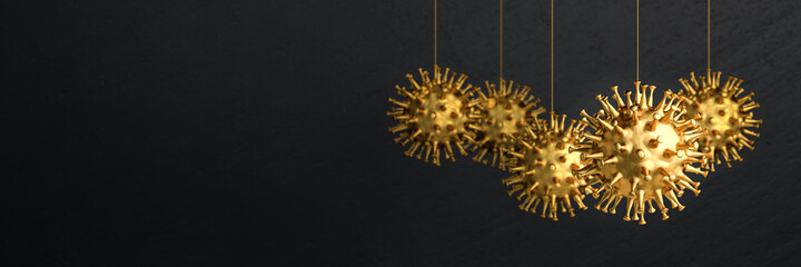 Christmas in times of Corona virus SARS-CoV-2 concept. Christmas decorations in the shape of a...