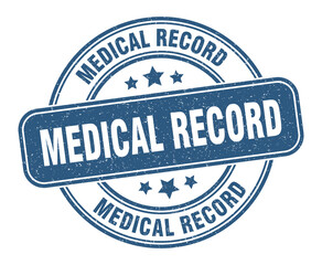 medical record stamp. medical record label. round grunge sign