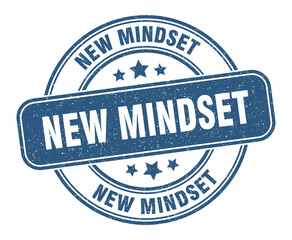 new mindset stamp. new mindset label. round grunge sign
