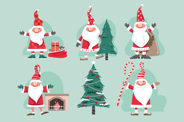Set of Christmas Gnome Vector Illustration