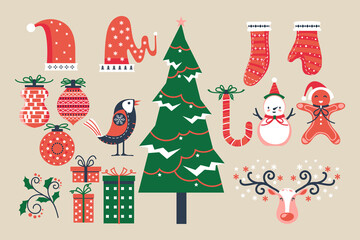 Set of Christmas and New Year elements