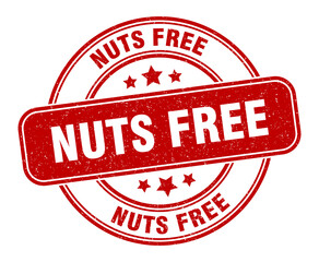 nuts free stamp. nuts free label. round grunge sign