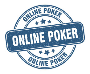 online poker stamp. online poker label. round grunge sign