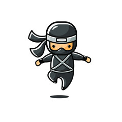 Black little ninca mascot ready to fly