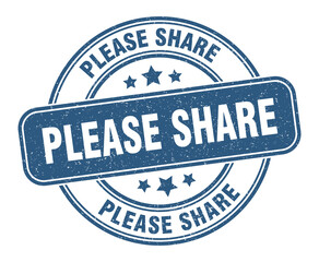 please share stamp. please share label. round grunge sign