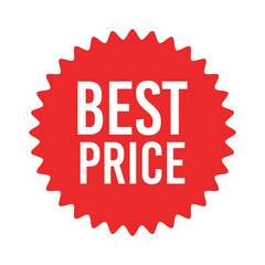 Red sale starburst sticker - stared round label and badge with best offer and discount sign.
