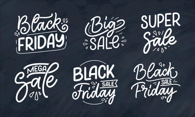 Fototapeta na wymiar Black friday lettering in modern calligraphy style. Slogan for promotion template and sale banner. Vector