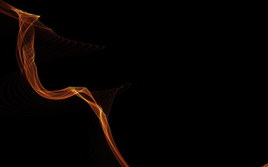 Dark abstract background with a glowing abstract waves