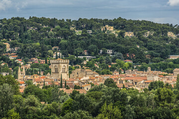 Aerial view of Avignon city. Avignon - the historic capital of Provence, commune in southeastern...