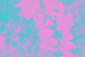 Pink magenta and aquamarine color background with flowers pattern, abstract background