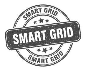 smart grid stamp. smart grid label. round grunge sign