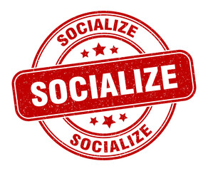 socialize stamp. socialize label. round grunge sign