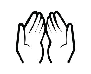 Obraz premium A praying palm sticker. Muslim prayer hand vector
