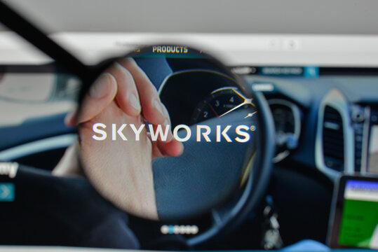 Milan, Italy - November 1, 2017: Skyworks Solutions logo on the website homepage.