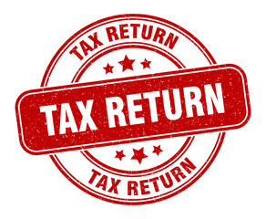 tax return stamp. tax return label. round grunge sign