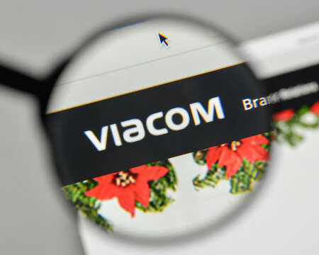 Milan, Italy - November 1, 2017: Viacom logo on the website homepage.