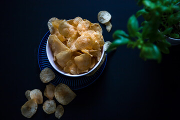 Potato chips in a bowl