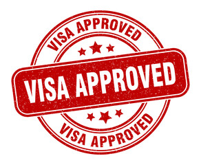 visa approved stamp. visa approved label. round grunge sign