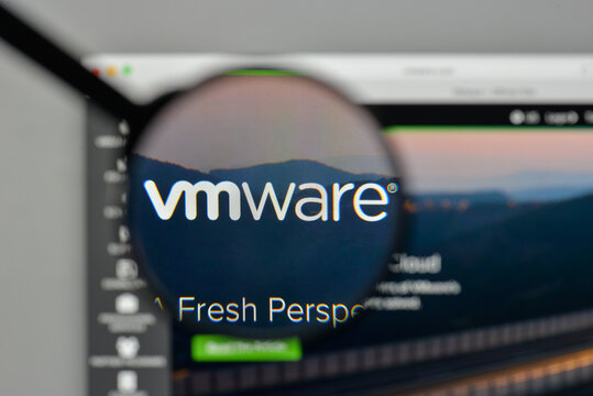 Milan, Italy - November 1, 2017: VM WARE logo on the website homepage.