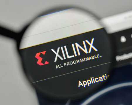 Milan, Italy - November 1, 2017: Xilinx logo on the website homepage.