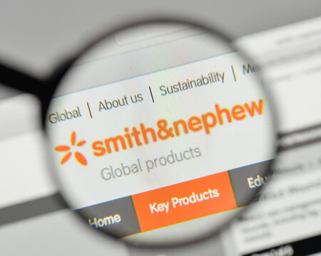 Milan, Italy - November 1, 2017: Smith & Nephew Logo On The Website Homepage.