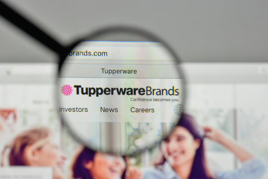 Milan, Italy - November 1, 2017: Tupperware Brands logo on the website homepage.