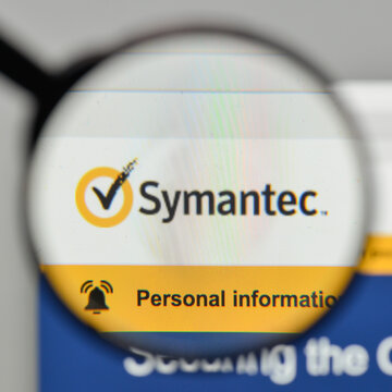 Milan, Italy - November 1, 2017: Symantec logo on the website homepage.