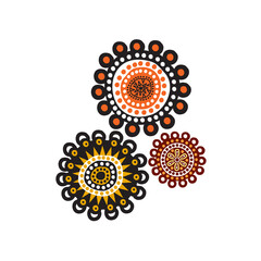 Aboriginal art dots paining icon logo design template