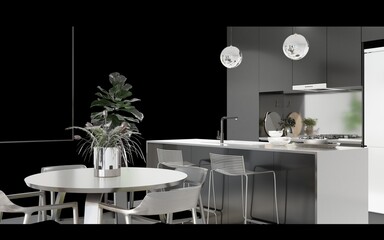 3d render of modern dining room
