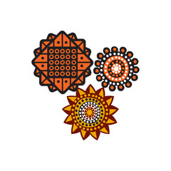 Aboriginal art dots paining icon logo design template