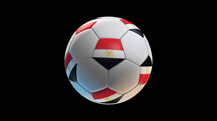 Obraz premium Soccer ball with the flag of Egypt on black background. 3D Rendering