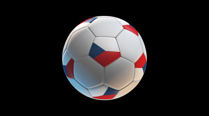 Soccer ball with the flag of Czech Republic on black background. 3D Rendering