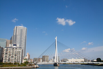 Fototapeta na wymiar Tokyo cityscape of beautiful waterfront in sunny day