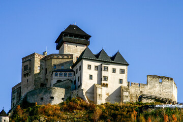 Fototapeta na wymiar Trencin Castle in Slovakia against the Blue Sky