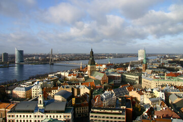 The View of the Vansu Bridge and Kipsala Area from the Riga Old Town