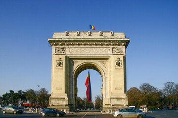 Fototapeta na wymiar Arch of Triumph in Bucharest, Romania