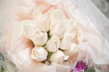 Wedding bouquet of fresh flowers. Wedding bridal bouquet.